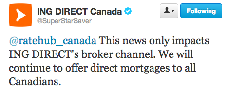 Tweet from ING DIRECT Canada