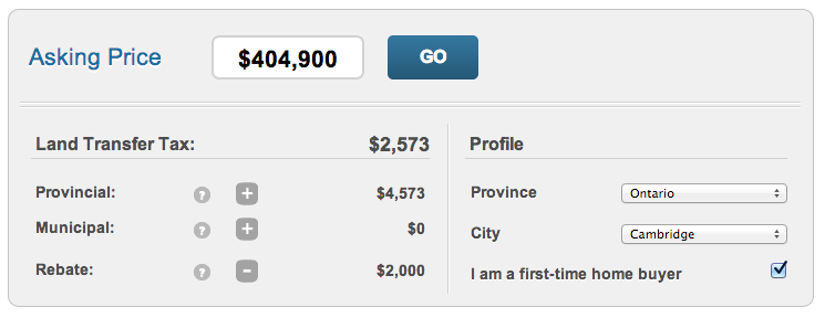 Land Transfer Tax Ontario Rebate Calculator